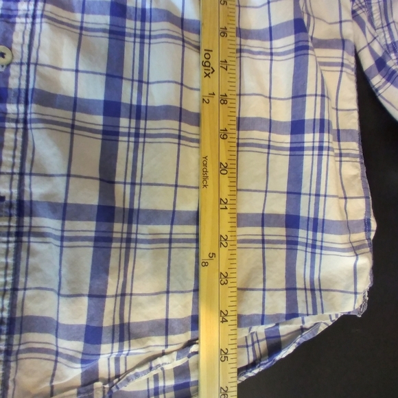 american Eagle Men's Blue Plaid Shirt Athletic Fit Size L Office Business Work - Picture 4 of 9
